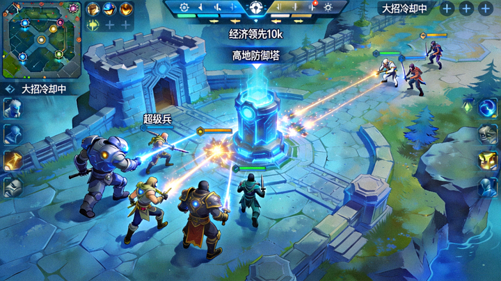 电竞比赛后期高地推进与兵线运营的战术画面